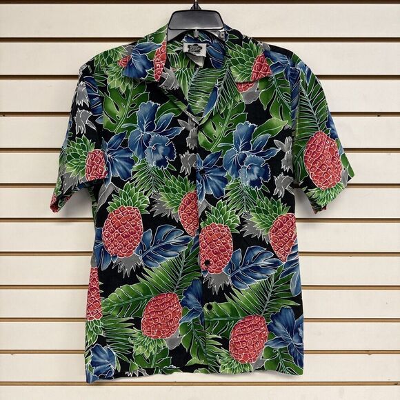 Vintage Hilo Hattie Men's M‎ Floral Pineapple Hawaiian S/S Shirt Hawaii Cotton - Picture 1 of 8